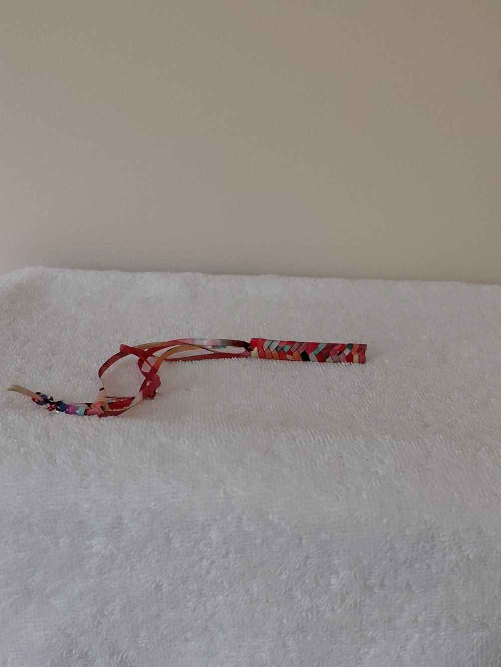 Colorful Woven Ribbon Barette - Red & Multicolor